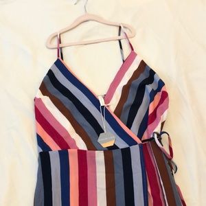 Multicolored wrap around maternity dress